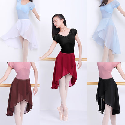 Ballet Skirt Women Adult Long Wrap Chiffon Skirt Ballet Tutu Skate Skirt Adjustable Buckles Ballerina Dance Wear