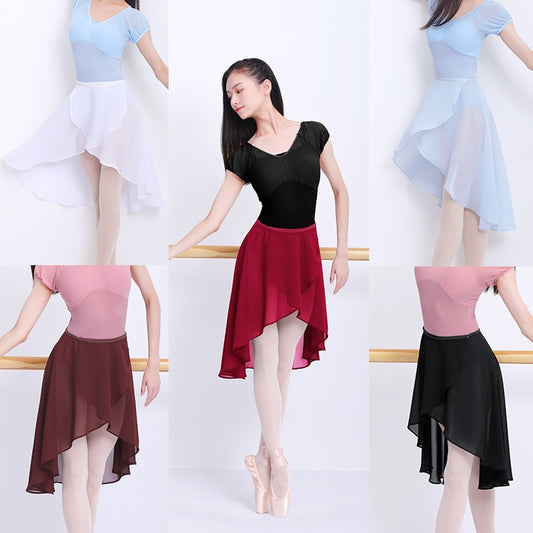 Ballet Skirt Women Adult Long Wrap Chiffon Skirt Ballet Tutu Skate Skirt Adjustable Buckles Ballerina Dance Wear