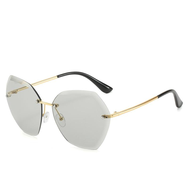 Oversized Rimless Diamond Square Sun Glasses For Female