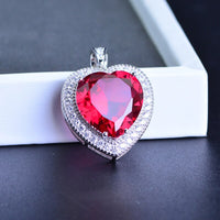 925 sterling silver necklace with heart shape ruby zircon pendant
