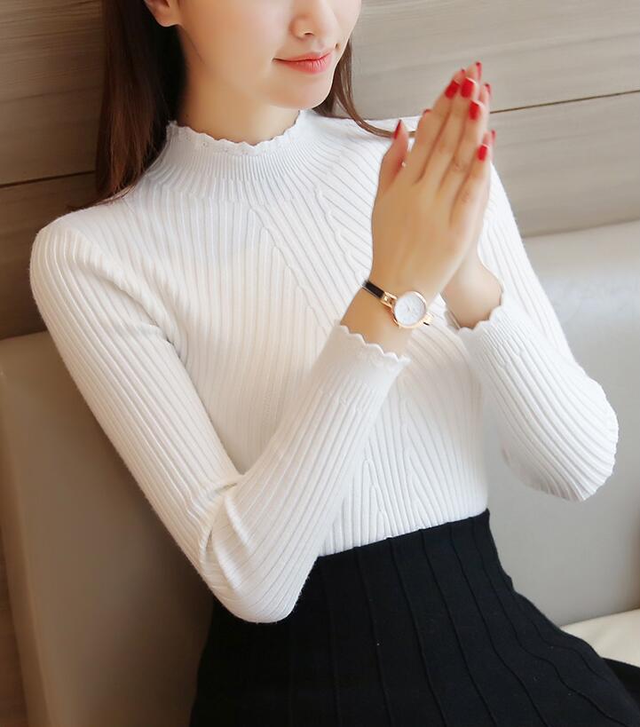 long sleeve turtleneck knitted pull sweater pullover