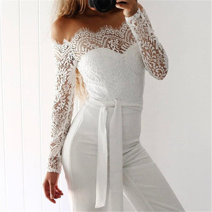 Lace Sexy Slash Neck Romper Jumpsuits