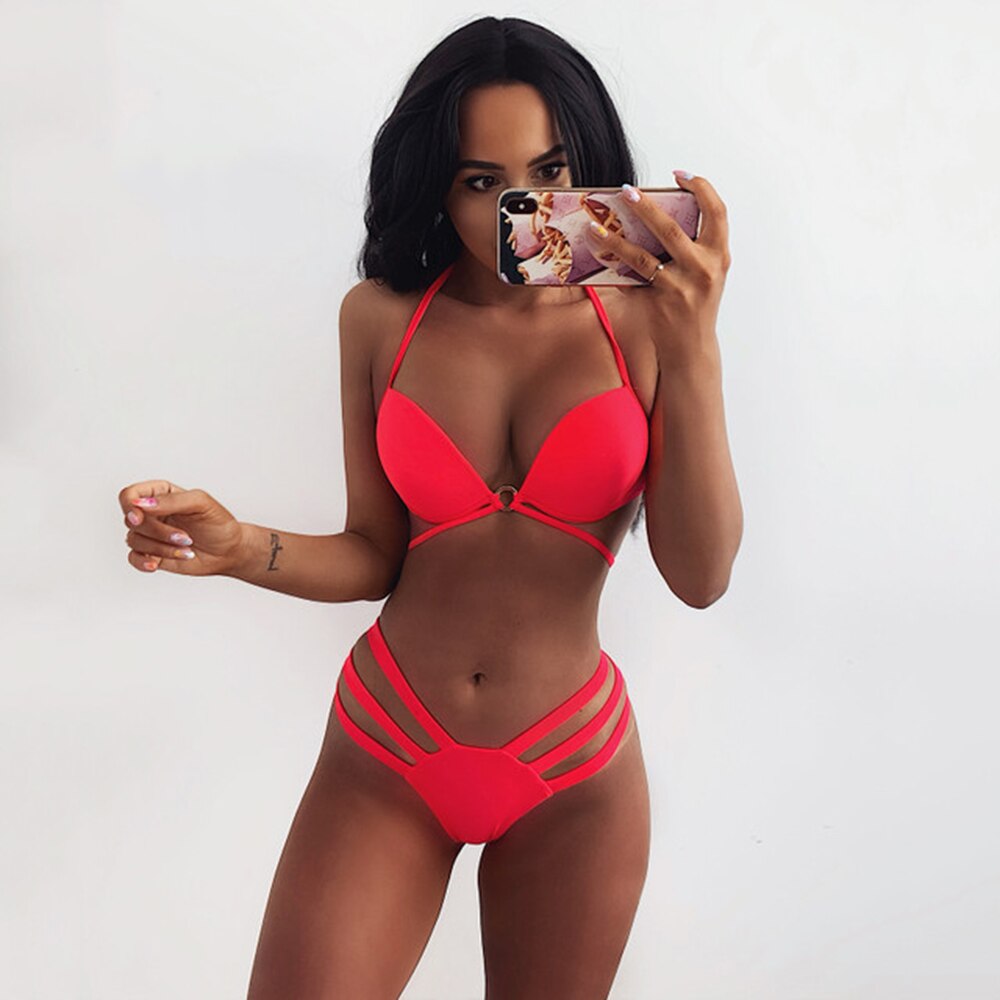 Sexy Two Piece Bikini Swimsuit Women Swimwear Push Up Black Vintage Bathing Suit Brazilian Bikinis