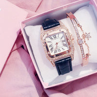 Minimalist Watch Diamond Bracelet Gift Box Set