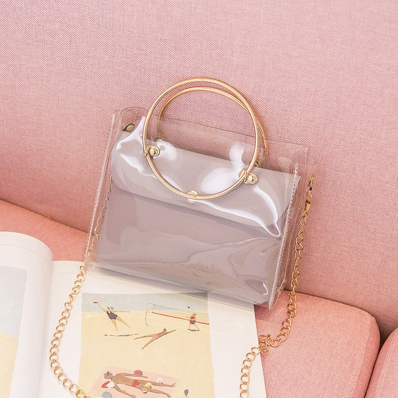 Transparent Bucket Bag Clear PVC Jelly Small Shoulder Bag Female Chain Crossbody Messenger Bags