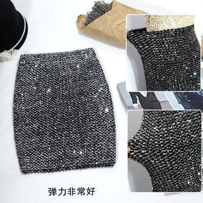 Sexy Bag Hip High Waist Bouncing Skirt Women&#39;s Sequin Bag Skirt Elastic and Tight Nightclub Dance Show  Girl next Door