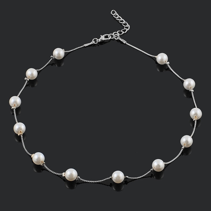Korean Fashion Pearl Pendant Choker Necklace