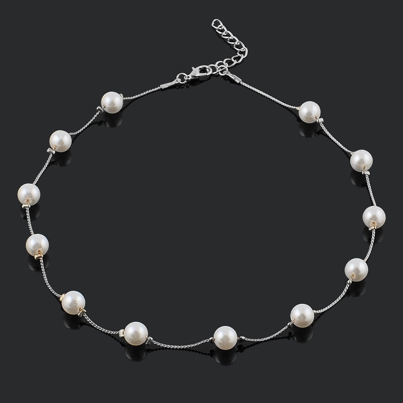 Korean Fashion Pearl Pendant Choker Necklace