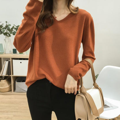 V-Neck Women Sweater Pullovers