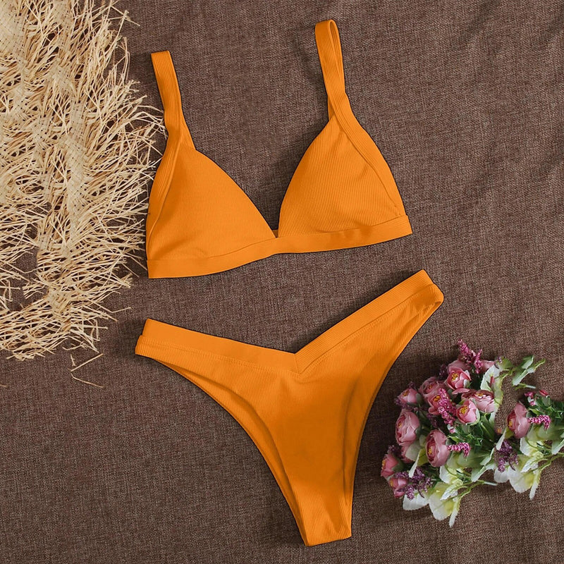 Women's separate swimsuits Solid color Bathing Suit Marine Brazilian Style Bottom Bikini Swimwear