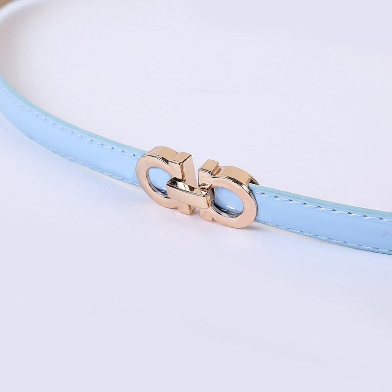 Leather Skinny Adjustable Thin Belt Candy Colors