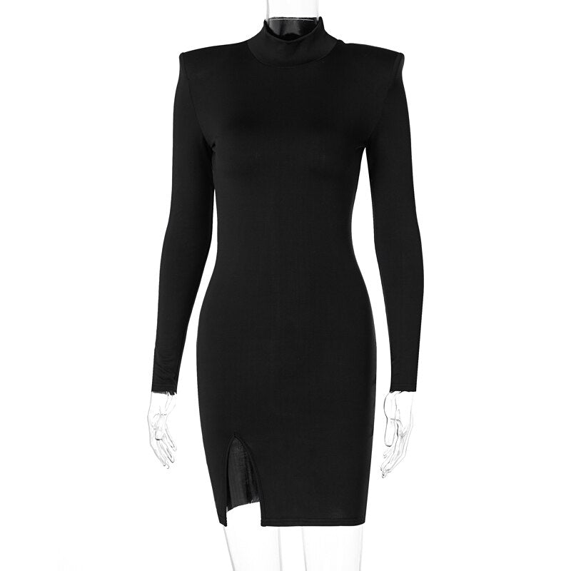 Long Sleeve Mini Dress Slit Shoulder