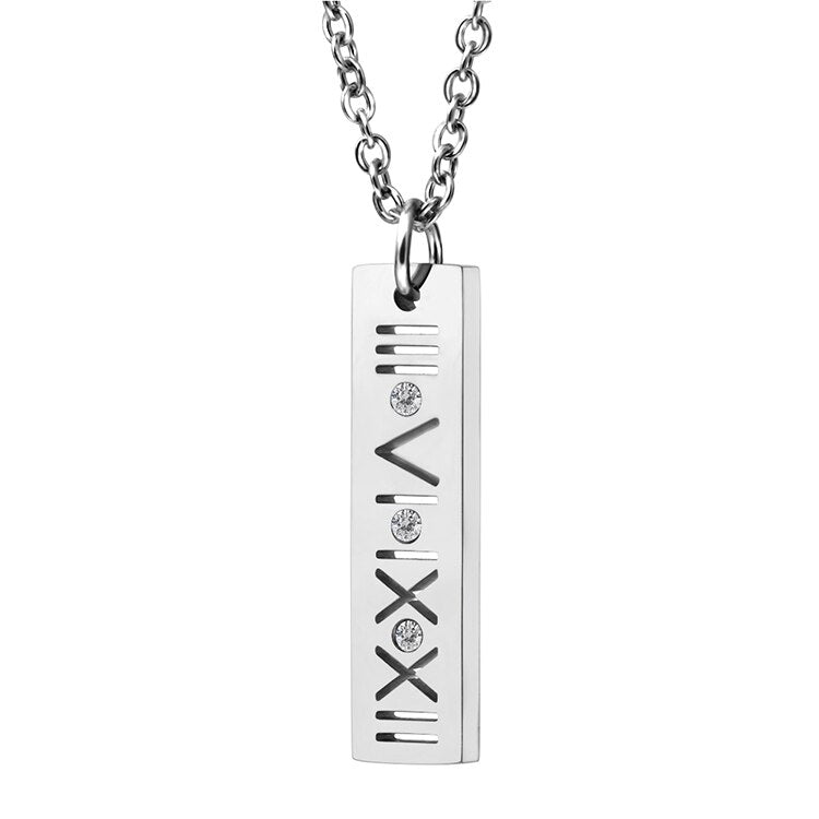 Fashion Women Necklace Stainless Steel Black White Shell Necklaces With Roman Numeral