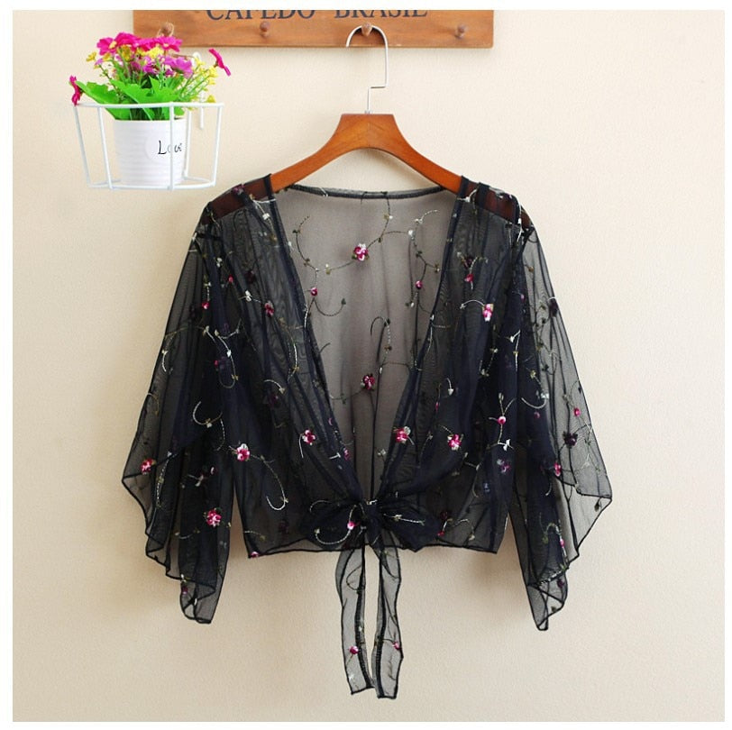 Long Sleeve Beach Cover Up Bathing Suit Swimsuit Floral Tops Cardigan Thin Coat Casual Party Outwear Blouse Cover Up