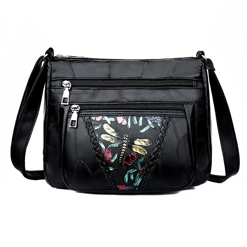 Genuine Leather Shoulder Bags Dragonfly Print Bag  For Women Ladies Crossbody Bags Luxury Designer Female Handbag  2020 New