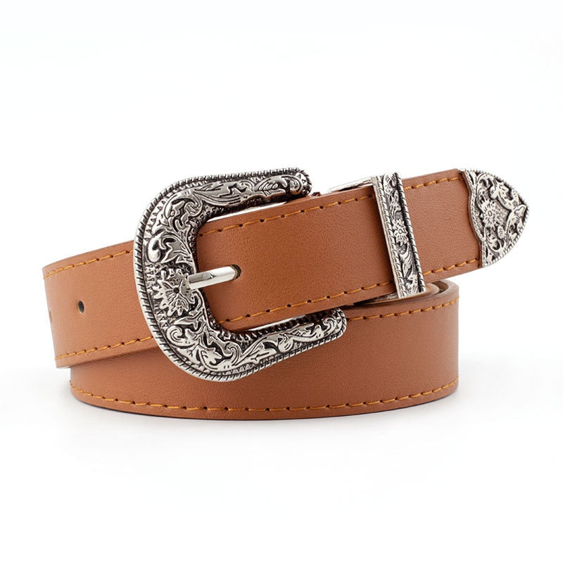 Black Leather Western Cowgirl Waist Belt