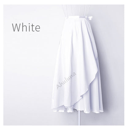 Adults Long Chiffon Ballet Skirts Women Lyrical Soft Ballet Dress Black Burgundy Navy Pink White Ballet Dance Costumes D060