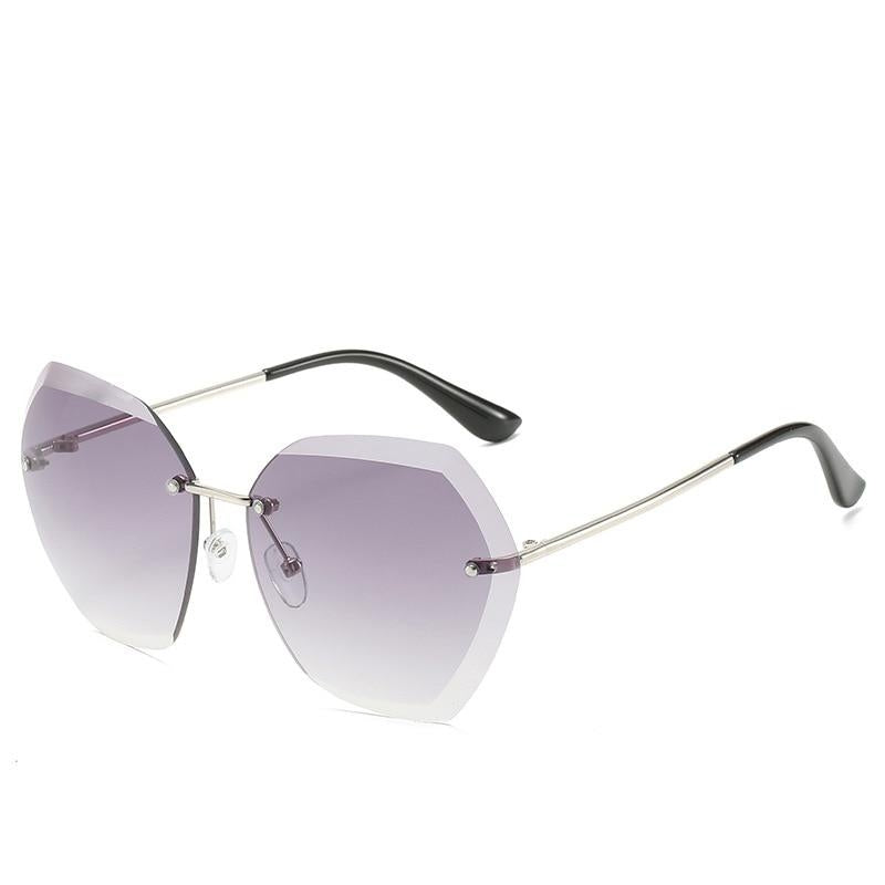 Oversized Rimless Diamond Square Sun Glasses For Female