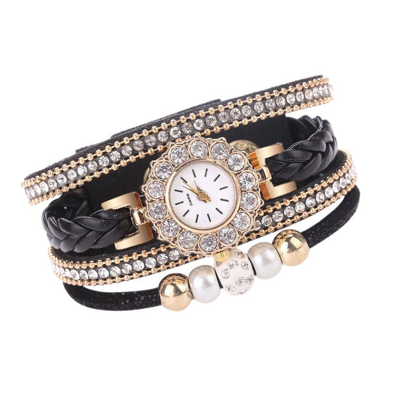 Vintage Weave Wrap Quartz Top Brand Casual Wrist Watch Bracelet For Ladies