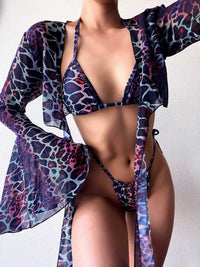 2021 Sexy Three Pieces Bikini Set Women Swimsuit And Beach Cover Up Swimwear Female Bathing Suits Beachwear Swimming Suit