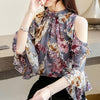 Short Sleeve Butterfly Sleeve O-neck Floral Blouse