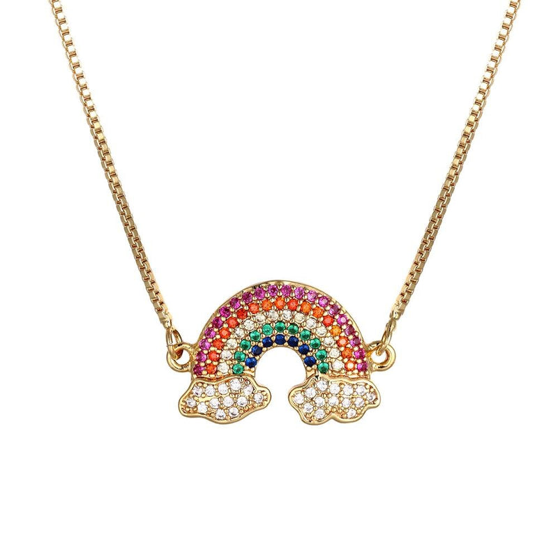 Fashion Rainbow Cloud Pendant Necklace For Kids Girls Charm Pendant Chain Necklace