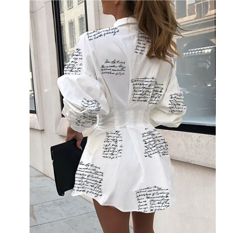 Pineapple/Letter Blouse Women's Shirt White Long Sleeve Blouses Woman