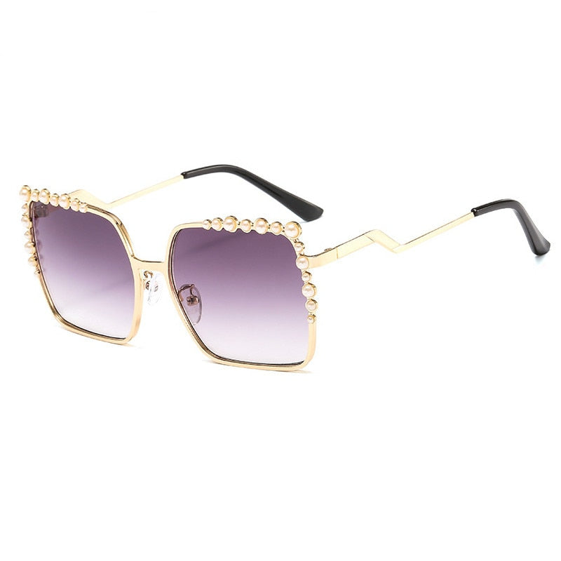 Oversized Square Luxury Pearl Sunglasses Women