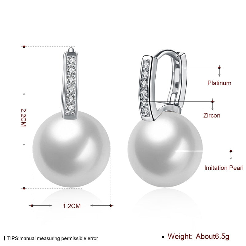 925 Sterling Silver/18K Gold Pearl AAA Zircon Earrings For Women