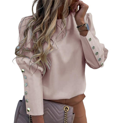 Fashion Women Blouse Shirt  Spring Women Clothing Solid Buttons Long Sleeve Shirts Tops Ladies OL Shirt White Office Shirt