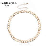 Fashion Multilayer Golden Chain Necklace Ladies Collar Sweater Metal Choker Necklace