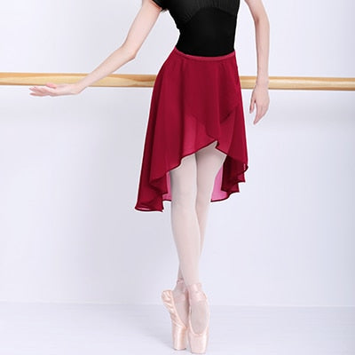 Ballet Skirt Women Adult Long Wrap Chiffon Skirt Ballet Tutu Skate Skirt Adjustable Buckles Ballerina Dance Wear