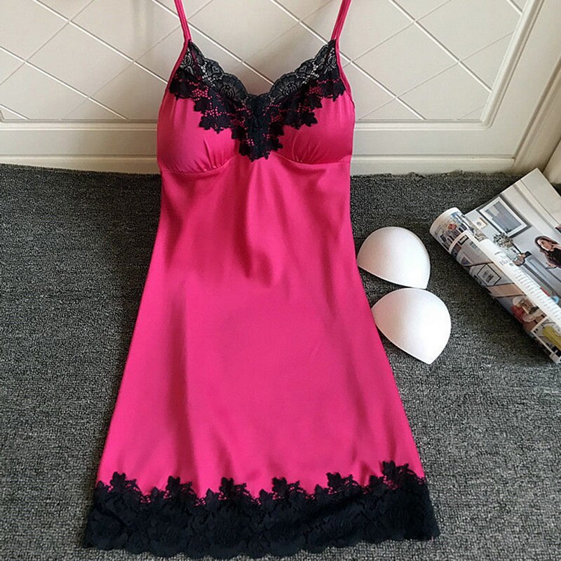 1set Women Evening Nightgown Nightie Sleepwear Lingerie Red Sexy Long Dressing Night Gown Dress