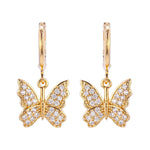 Tiny Classic Cute Butterfly Gold Hoop Earrings