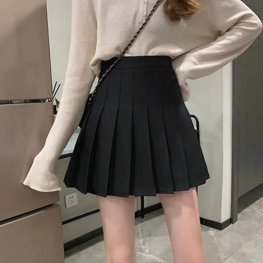 High Waist Preppy Style Student Pleated Skirts