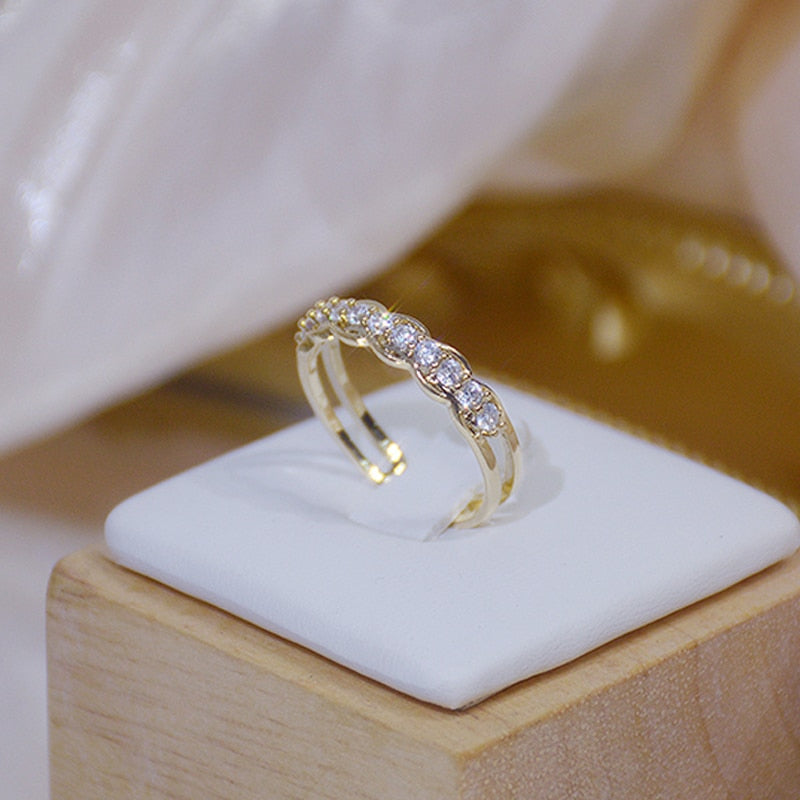 14K Real Gold Luxury Micro Inlaid CZ Ring