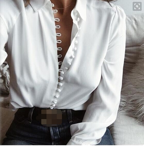 Fashion Women Blouse Shirt  Spring Women Clothing Solid Buttons Long Sleeve Shirts Tops Ladies OL Shirt White Office Shirt