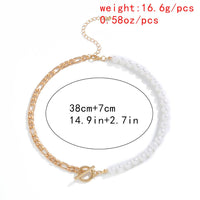 Goth Baroque Pearl Toggle Clasp Chain Necklace Women Wedding Collares Minimalist Circle Lariat Choker Necklaces