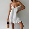 Summer Dress 2022 White Mini Dress Spaghetti Strap Dresses Off Shoulder Women Ruffle Sexy Party Sundress Cotton Linen Vestidos