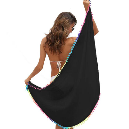 Women Colorful Tassel Chiffon Scarves Swimsuit Bikini Cover Up Sexy Skirt One Piece Irregular Scarf Female Sarong Beach Wear