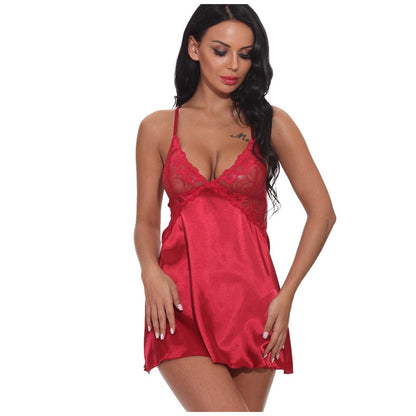 Sexy Lingerie Silk Nightgowns Satin Sleepwear Sleeveless Nighties V-neck Nightdress