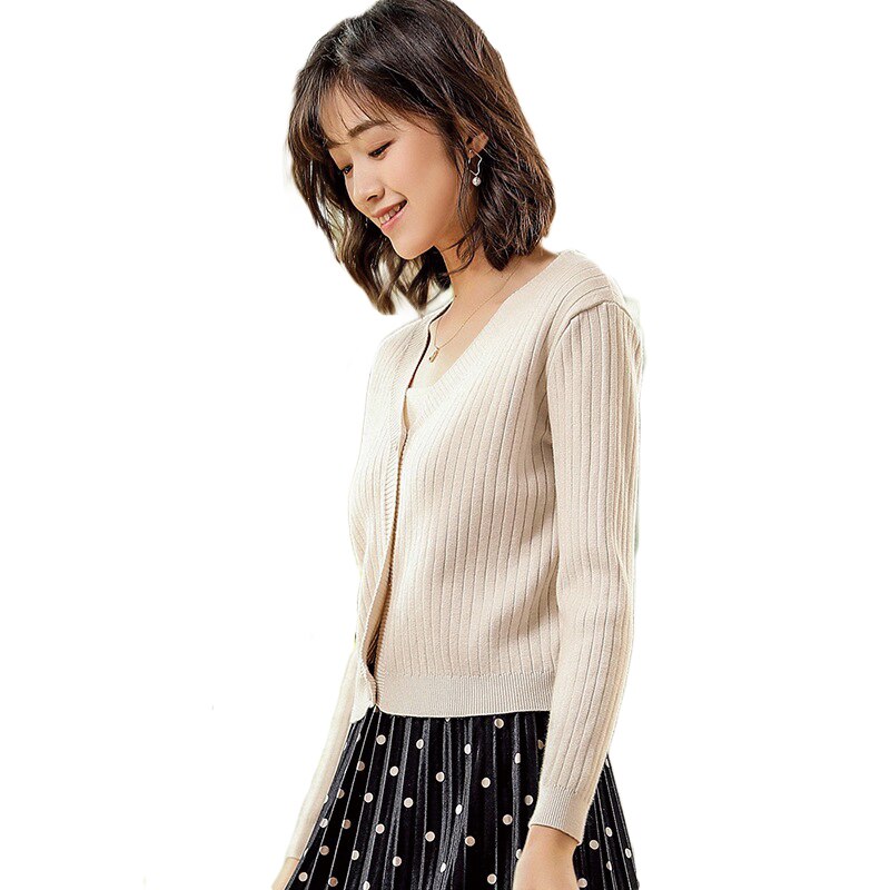 V Neck Knitted Long Sleeve Cardigans for Women