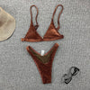 Sexy velvet ribbed swimsuit women Triangle micro bikini set High cut swimming Bathing suit Beachwear