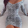 2021 New Autumn Sexy Slim Dress Women Leopard Print Long Sleeve Sexy V-Neck Bodycon Dresses Mini Party Plus Size Dress Vestidos