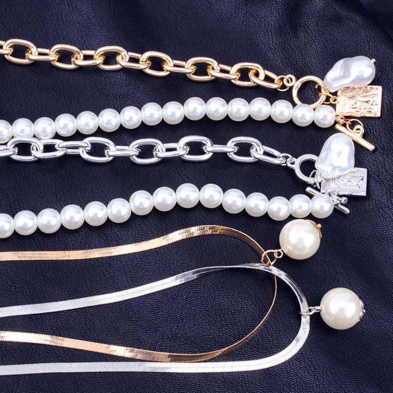 Fashion Chain Pearl Necklace For Women