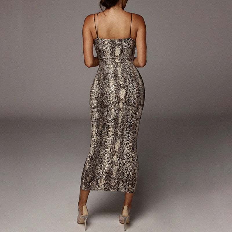 hirigin Sexy Women&#39;s Leopard Snake Print Dress Fashion Ladies Long Maxi Dress Party Bodycon Occasion Dresses Evening Sundress