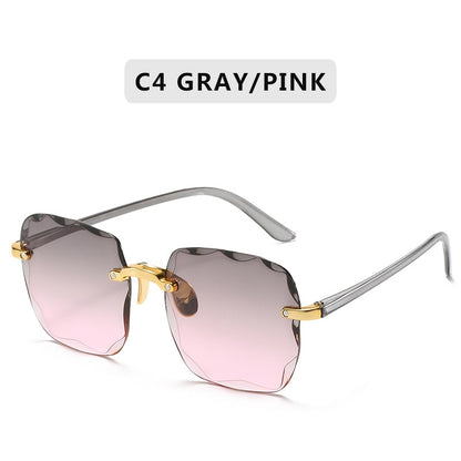 Square Rimless Sunglasses Women Luxury UV400 Shades Oculos