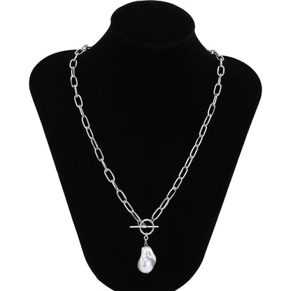 Goth Baroque Pearl Pendant Choker Necklace for Women