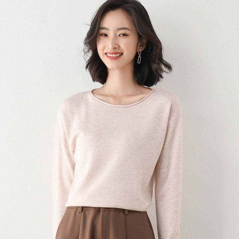 O-neck Stylish Knitted Long-Sleeves Sweater