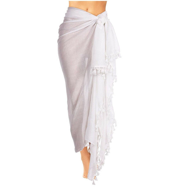 Sarong Pareo Wrap Tassel Skirt Maxi Dress Swimsuit Cover Up